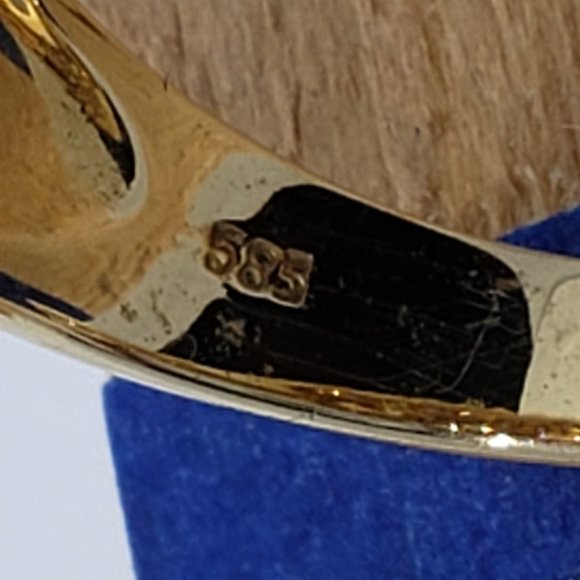 14K Gold ring with orange Sapphires and diamonds - Picture 7 of 13